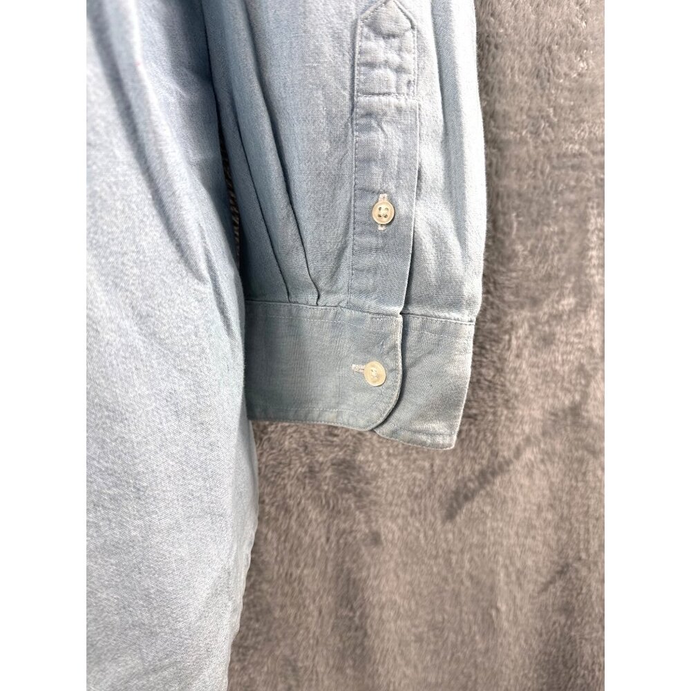 Mickey Inc. Vintage Shirt XL Denim Button-Up Shirt With Mickey & Pluto Embroider - Picture 11 of 12